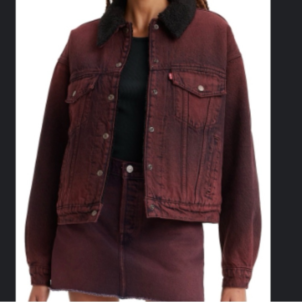 Levi’s Sherpa Lined Denim Trucker Jacket - Cherry Cordial
